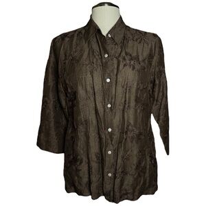 Chicos Design Linen Silk Button Down Fall Top